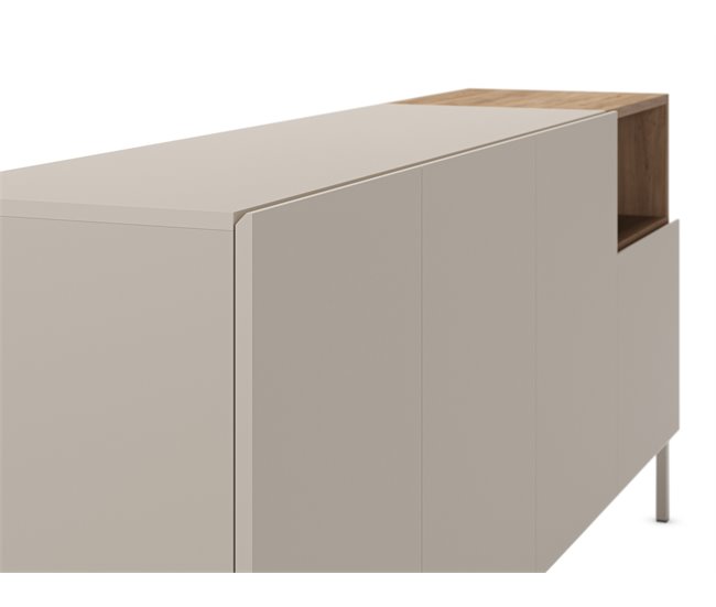 Aparador LIAN 4 portas cor creme e carvalho  Bege