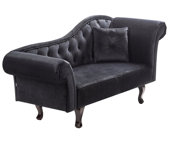 Beliani Chaise longue versão à direita Veludo LATTES Preto