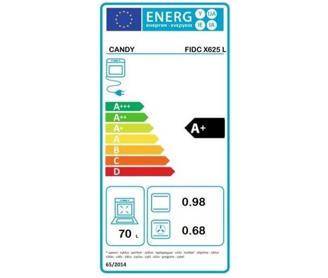 Forno elétrico CANDY FIDC X625 L multifunções 70 litros A+ Inoxidavel