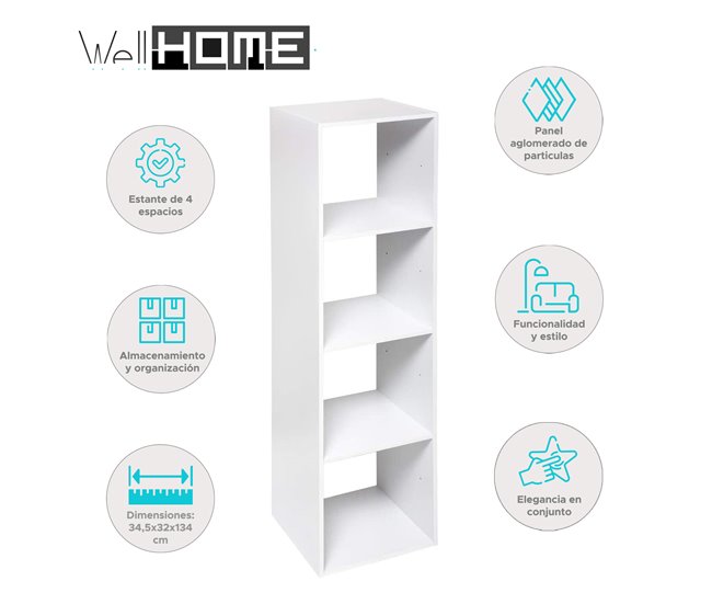 WELL HOME - Prateleira Top Mix com 4 compartimentos Branco