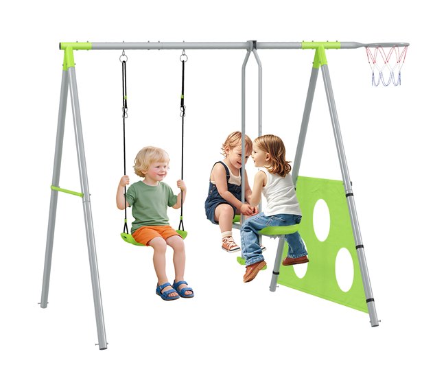 Conjunto de Brincar para Exterior Metal, PE e Poliéster AIYAPLAY Verde