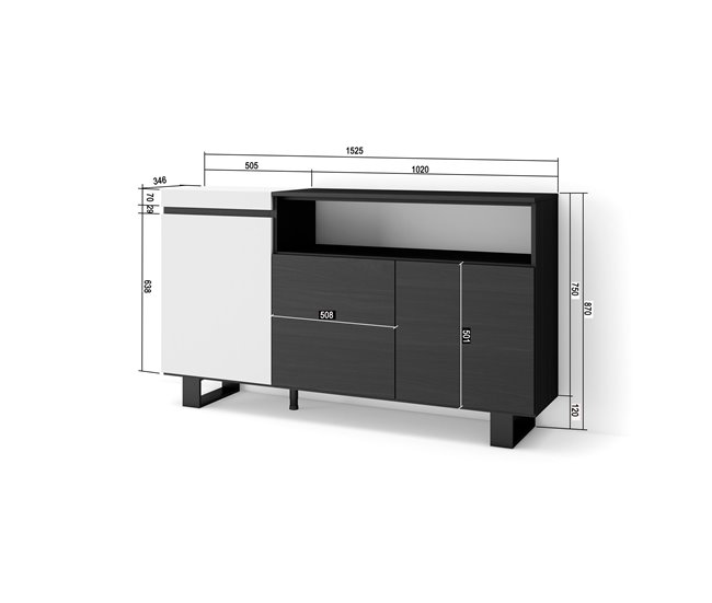 Aparadores para sala 150 Branco/ Preto