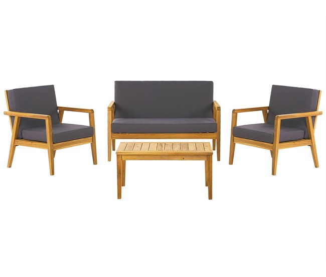 Beliani Conjunto lounge Madeira de acácia PALLANO Cinza Escuro