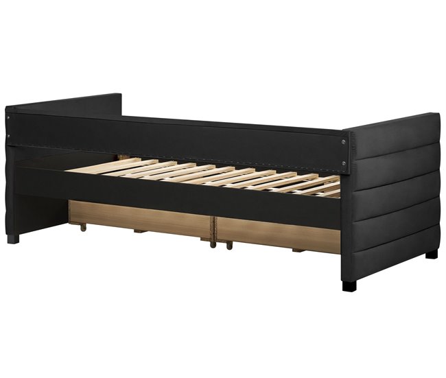 Beliani Cama de dia com arrumação Veludo MARRAY 98x214 Preto