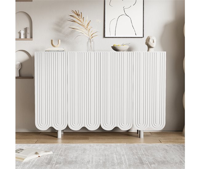 Aparador de painel de partículas com 4 portas 120 Branco