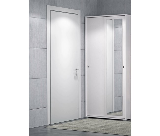 Armário 2 portas com efeito madeira 90 Branco