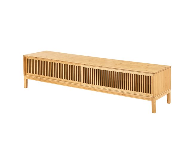 Mesa de TV Videbæk com 2 portas de correr em bambu 140 Natural