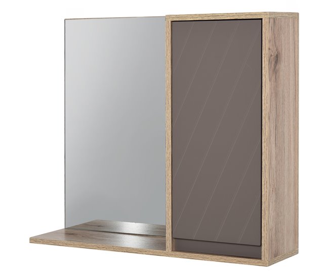 Armário de banheiro com espelho MDF, melamina de madeira HOMCOM 57 Castanho