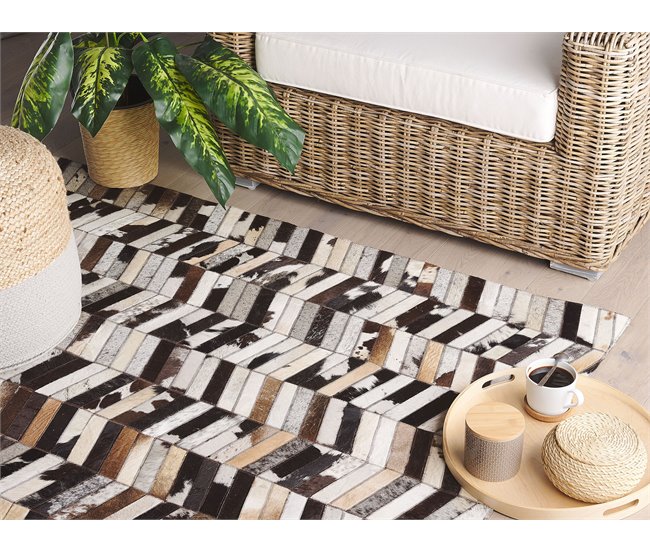 Beliani Patchwork AKYELE 140x200 Branco/ Bege