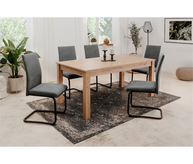Conjunto de 4 cadeiras de jantar tapizadas em tecido ELKE Antracite