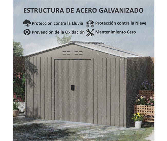 Abrigo de Jardim Aço e PP Outsunny Cinza