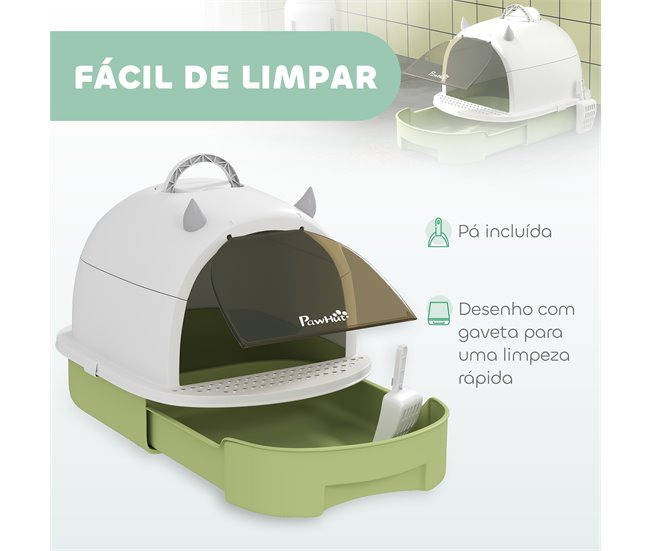 Caixa de Areia para Gatos Polipropileno PawHut Verde