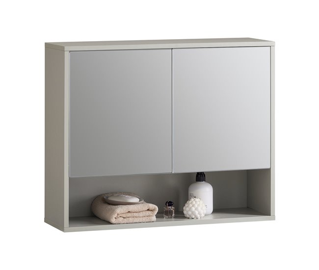 Armário de parede espelhado com 2 portas BZR134-NG SoBuy Cinza