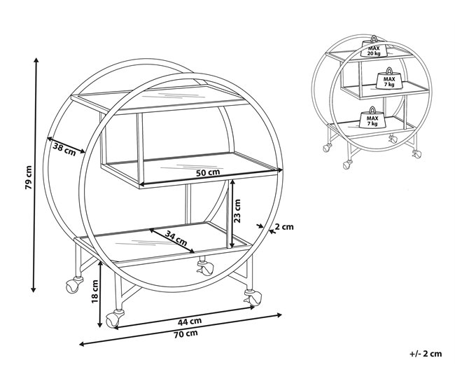Beliani Carrito de cocina COLTON Dourado