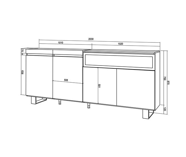 Aparadores para sala 200 Branco/ Preto