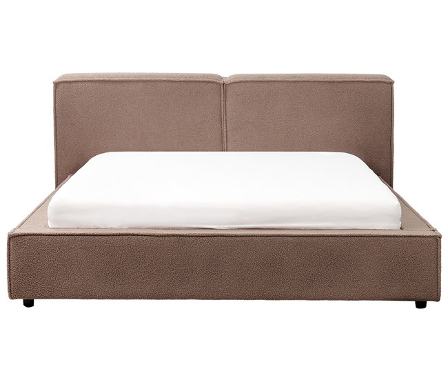 Beliani Cama com estrado Bouclé LINARDS 210x242 Branco