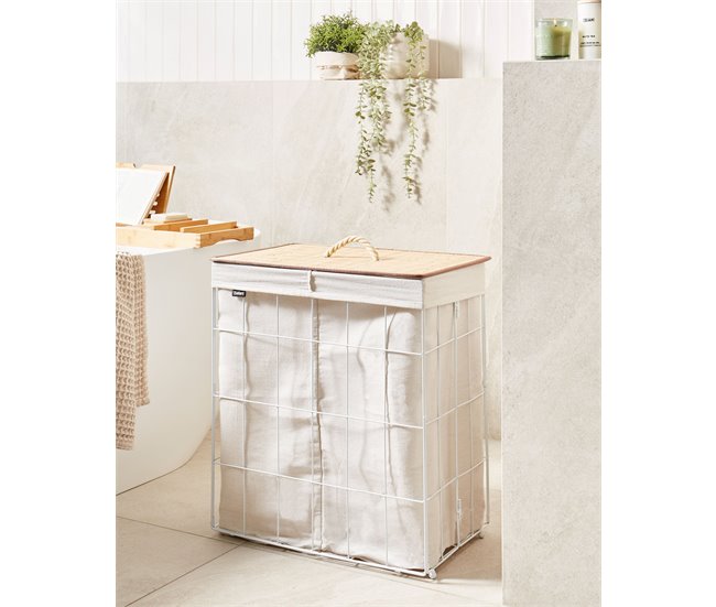 Beliani Cesto de roupa MIRISSA Branco