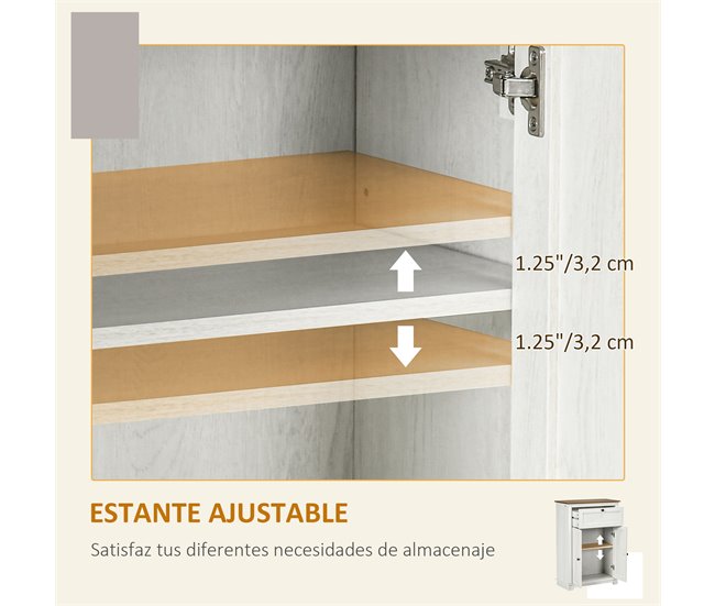 Aparador para Sala de Estar Melamina de Madeira HOMCOM 60 Branco