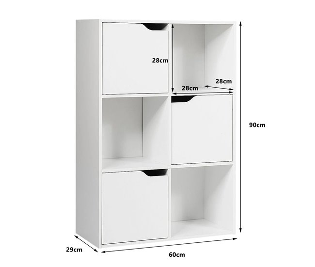 Armário cacifo com 6 compartimentos 3 abertos e 3 Branco