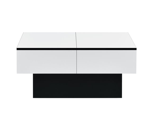 Mesinha de lente com compartimentos ocultos aglomerados Branco/ Preto