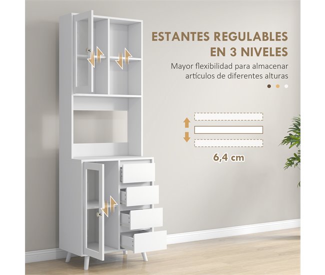 Armário de Cozinha MDF HOMCOM, casa - móveis de armazenamento Branco
