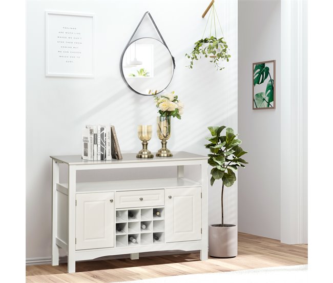 Aparador de Cozinha MDF HOMCOM, casa - móveis de armazenamento Branco