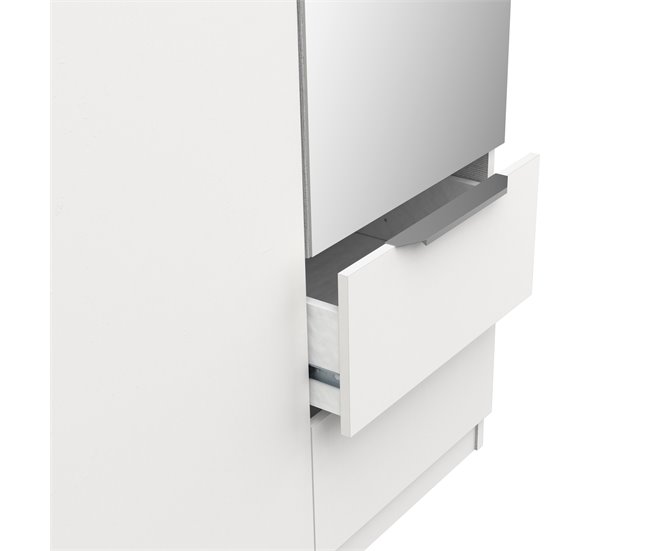 Roupeiro GHOST portas batentes com espelho e 2 gavetas Branco