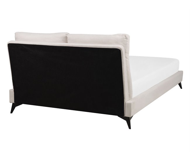 Beliani Cama com estrado Chenille MELLE 155x240 Bege
