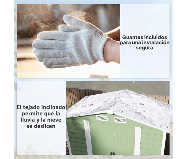 Abrigo de Jardim Aço Galvanizado Outsunny Verde