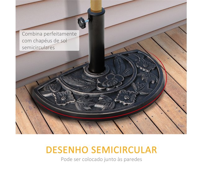 Base Chapéu de Sol Resina e Aço Outsunny Estampado