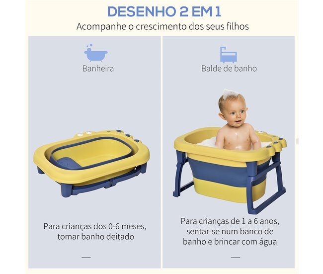 Banheira Dobrável para Bebé Polipropileno (PP), TPE HOMCOM Amarelo