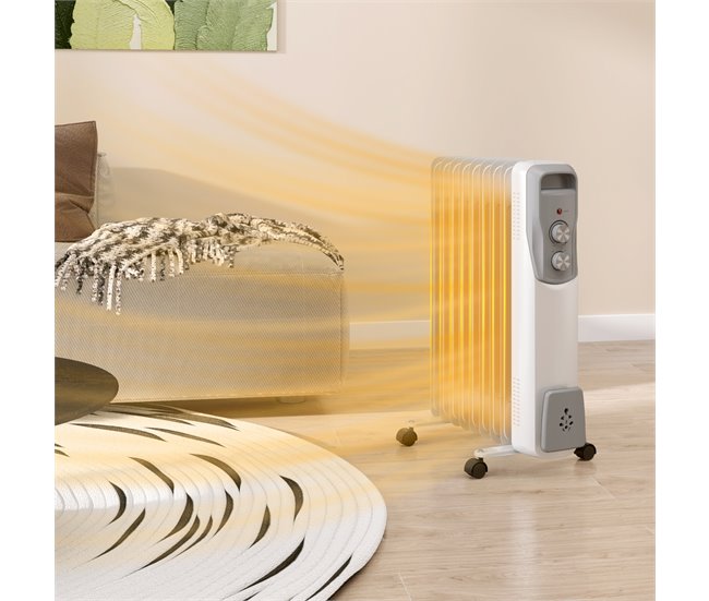 Aquecedor a Óleo Aço e Plástico HOMCOM Branco