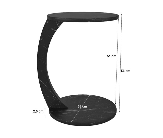 Mesa de apoio Holeby com 4 rodízios [en.casa] 38x38 Preto