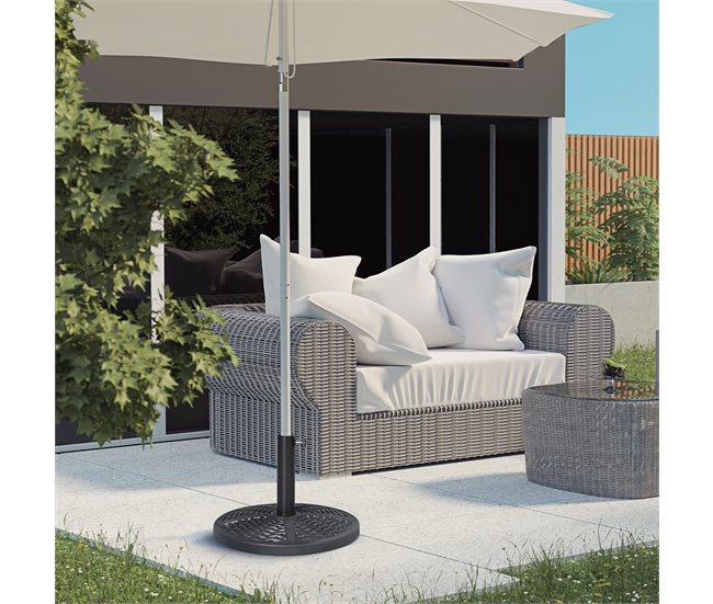 Base de Chapéu de Sol HDPE, metal, cimento Outsunny Preto