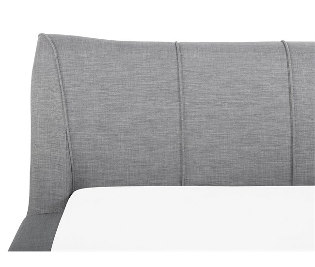 Beliani Cama com estrado Pele NANTES 208x237 Cinza Claro