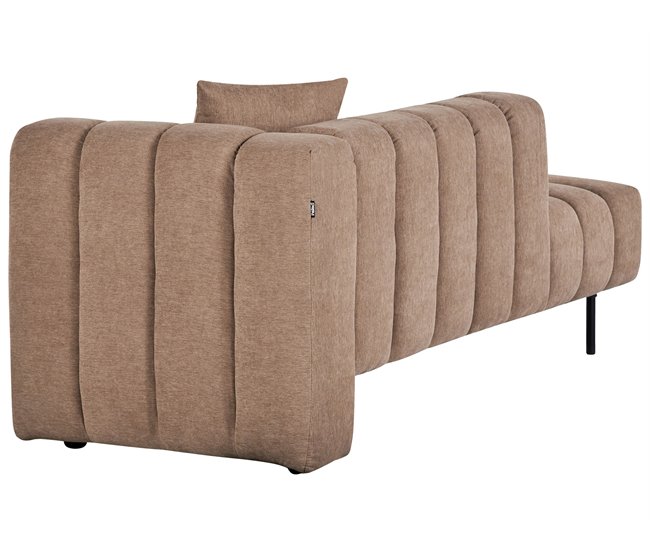 Beliani Chaise longue direita Poliéster LANNILS Castanho Claro
