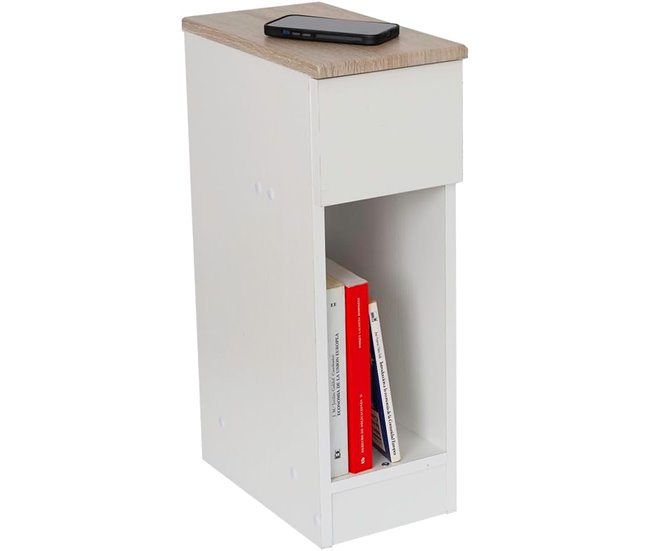 Mesa de cabeceira fina estilo nórdico 1 gaveta 1 furo 24