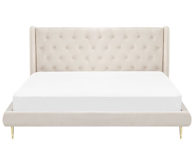 Beliani Cama Veludo FORBACH Bege