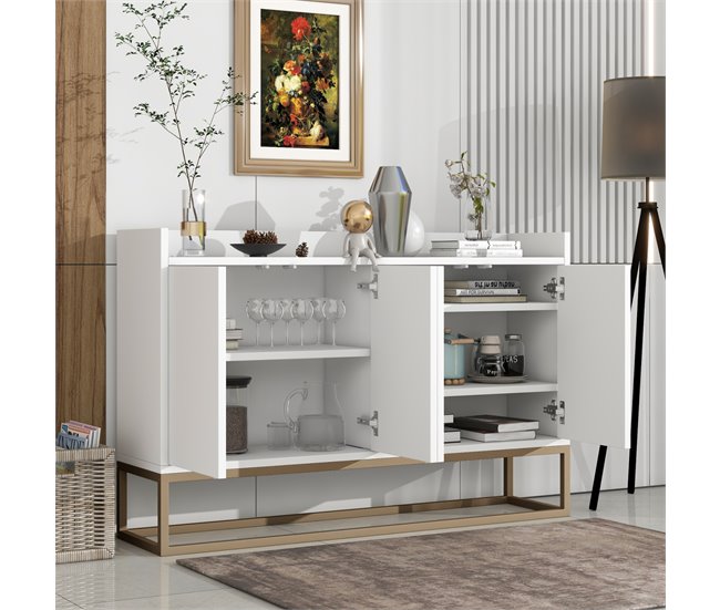 Aparador, portas, móveis de sala de jantar, sala de jantar 120 Branco