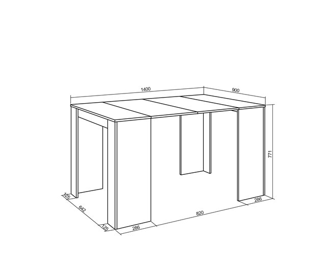  Mesa de consola extensível até 140 cm - 78 x 90 x 50 cm 140 Branco