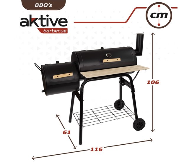 Barbecue e fumeiro a carvão portátil Aktive Preto