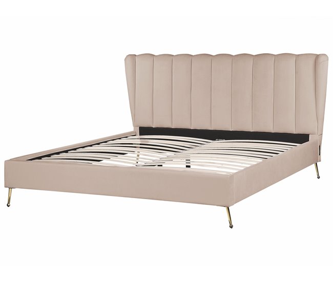 Beliani Cama Terciopelo MIRIBEL 207x218 Bege