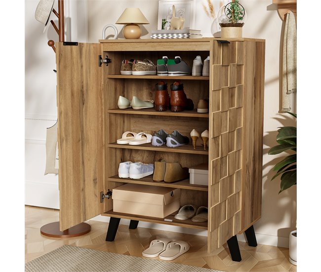 Aparador de painel de partículas com 2 portas Madeira