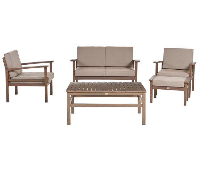 Beliani Conjunto lounge Madeira de acácia MANILA Castanho