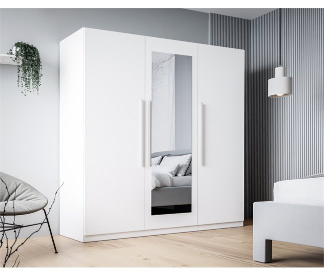 Roupeiro HELEN portas batentes 2 espelhos 227x212cm Branco