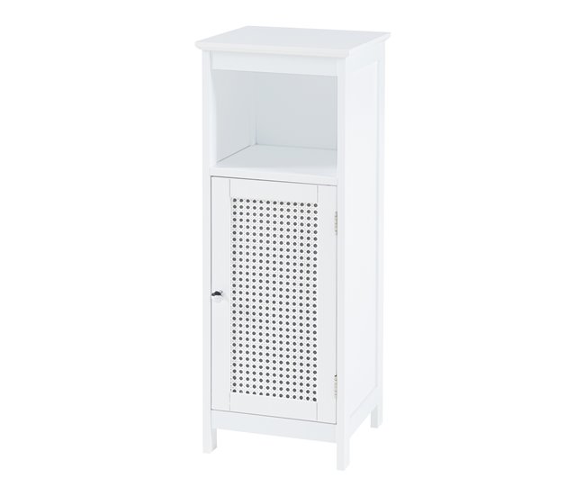 Armário de casa de banho Karlsøy com 1 porta MDF rattan Branco