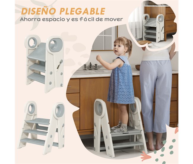 Escada de Apoio para Crianças HDPE e PP AIYAPLAY Cinza