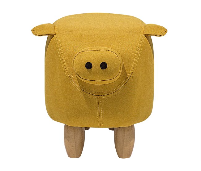 Beliani Pufe animal PIGGY Amarelo