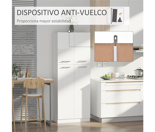 Armário Melamina HOMCOM, casa - cozinha Branco