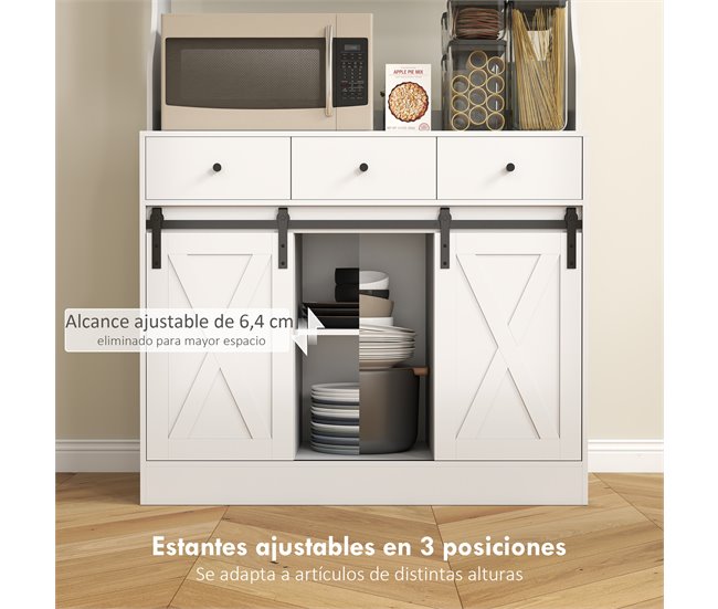 Armário de Cozinha Melamina de Madeira HOMCOM, casa - cozinha Branco